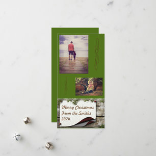 Cartão De Festividades Pine Branch Green Background Christmas