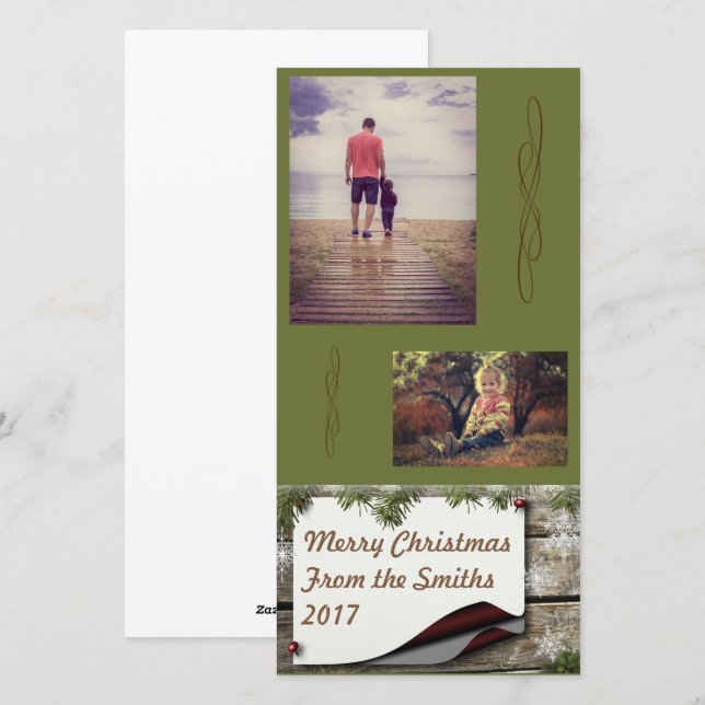 Cartão De Festividades Pine Branch Green Background Christmas (Frente/Verso)