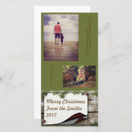 Cartão De Festividades Pine Branch Green Background Christmas