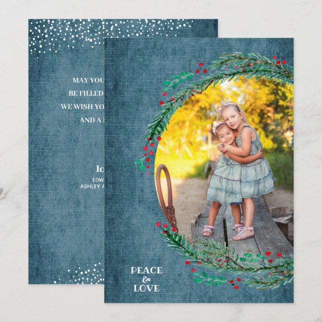 Cartão De Festividades Pine Christmas Photo (Frente/Verso)