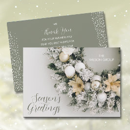 Cartão De Festividades Pine Christmas Wreath Business Obrigado
