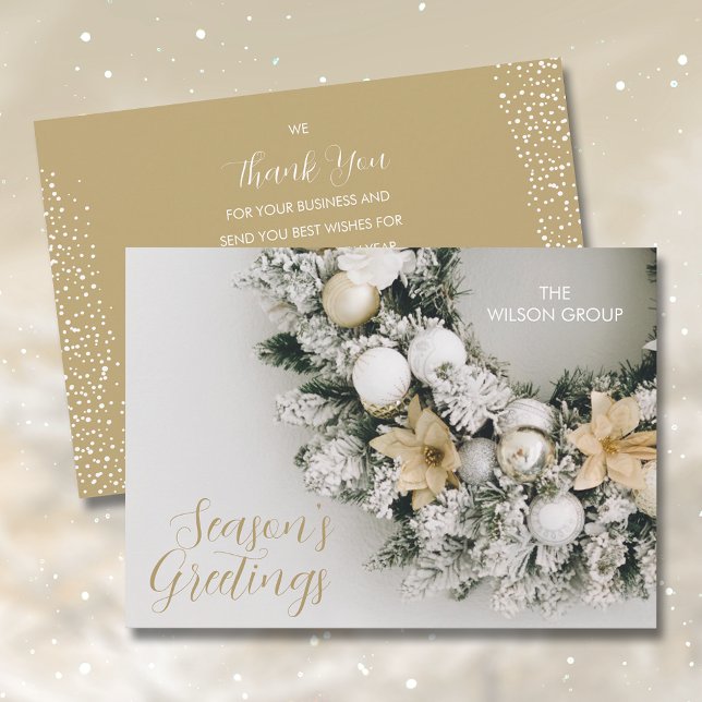 Cartão De Festividades Pine Christmas Wreath Business Obrigado (Criador carregado)