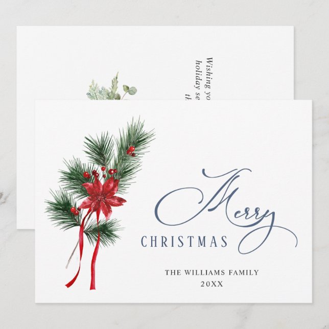 Cartão De Festividades Pine Cones Fir Wreath Feliz Saudação de Natal (Frente/Verso)