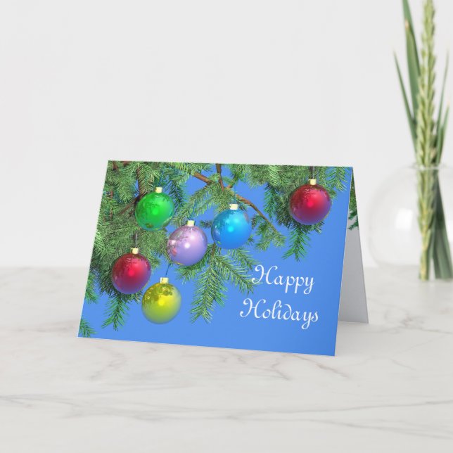 Cartão De Festividades Pine de Natal em Azul (Frente)