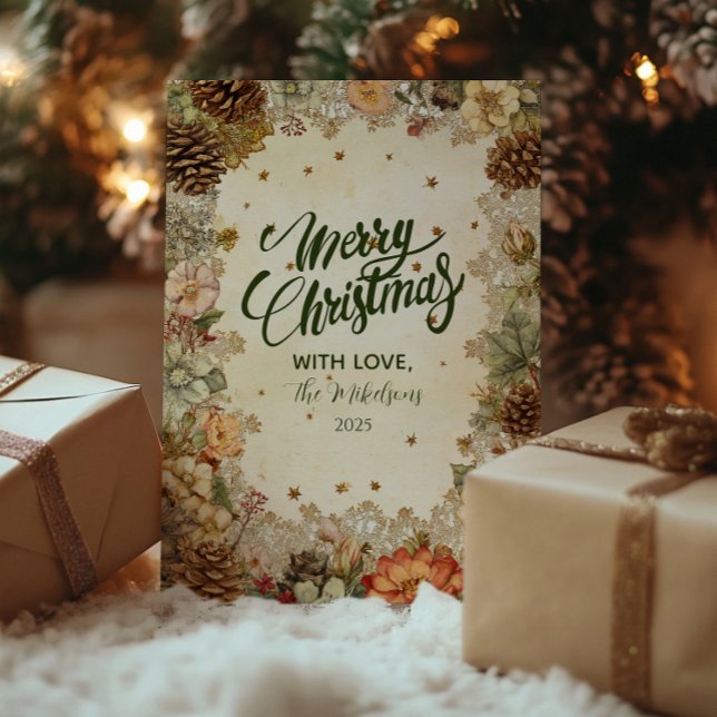 Cartão De Festividades Pine Elegance de inverno de Natal (Criador carregado)