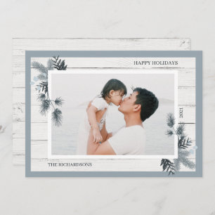 Cartão De Festividades Pine Festiva e Foto Rústica de Shiplap de Madeira 