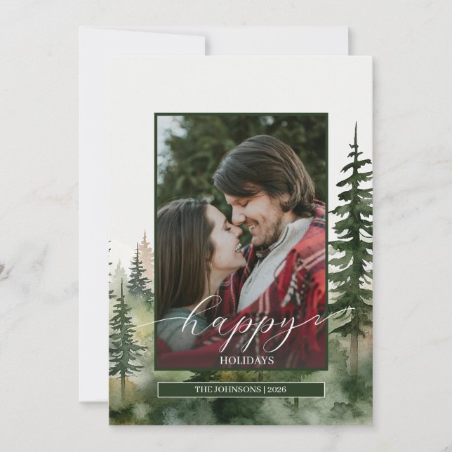 Cartão De Festividades Pine Forest Foto (Frente)