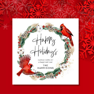 Cartão De Festividades Pine Greenery Wreath de Natal Feliz