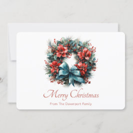 Cartão De Festividades Pine Wreath com Holly Christmas