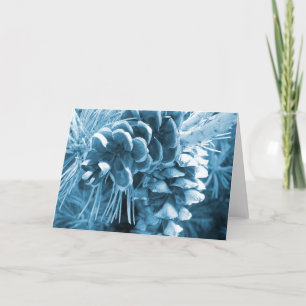 Cartão De Festividades Pinecone azul-do-natal primitivo