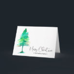 Cartão De Festividades Pinetree de Watercolor de Natal Familiar, Personal<br><div class="desc">O cheiro do pinheiro é tão distinto com o Natal,  envie seus desejos quentes para sua família esta temporada com esta pintura aquosa. Personalize com seu nome de família,  foto,  saudação e aprovação. Disponível em tamanhos diferentes.</div>