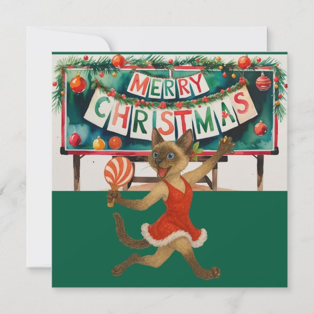 Cartão De Festividades Ping Pong Christmas Themed for Siamese Cat amantes (Frente)