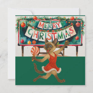 Cartão De Festividades Ping Pong Christmas Themed for Siamese Cat amantes