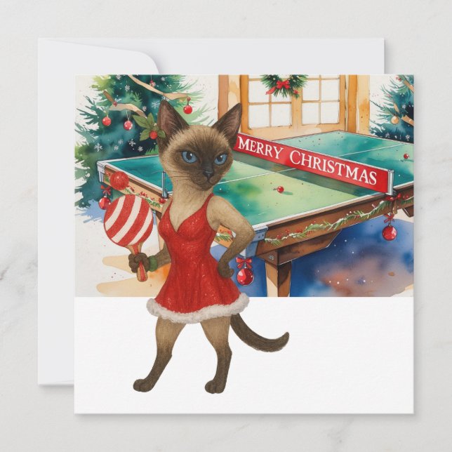 Cartão De Festividades Ping Pong Christmas Themed for Siamese Cat lovers (Frente)