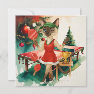 Cartão De Festividades Ping Pong Natal temido para os gatinhos
