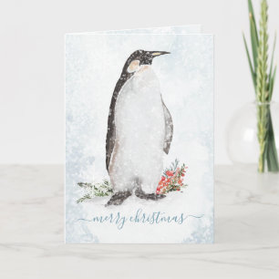 Cartão De Festividades Pinguim Ártico Blustering Flocos de neve de invern