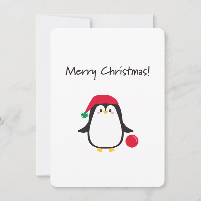 Cartão De Festividades Pinguim bonitinho de Natal - (Frente)