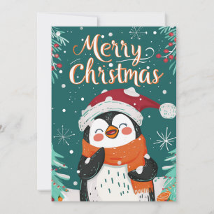 Cartão De Festividades Pinguim Bonito Natal