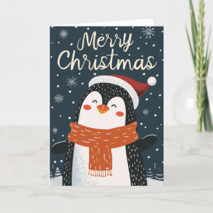 Cartão De Festividades Pinguim Bonito Personalizado Natal