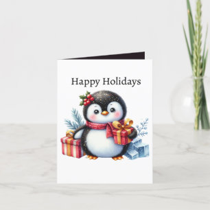 Cartão De Festividades Pinguim de Natal bonito feliz
