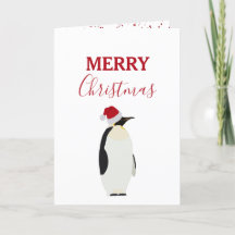 Pinguim de Natal Engraçado Animal com Papai Noel