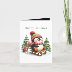 Cartão De Festividades Pinguim de Natal festivo feliz