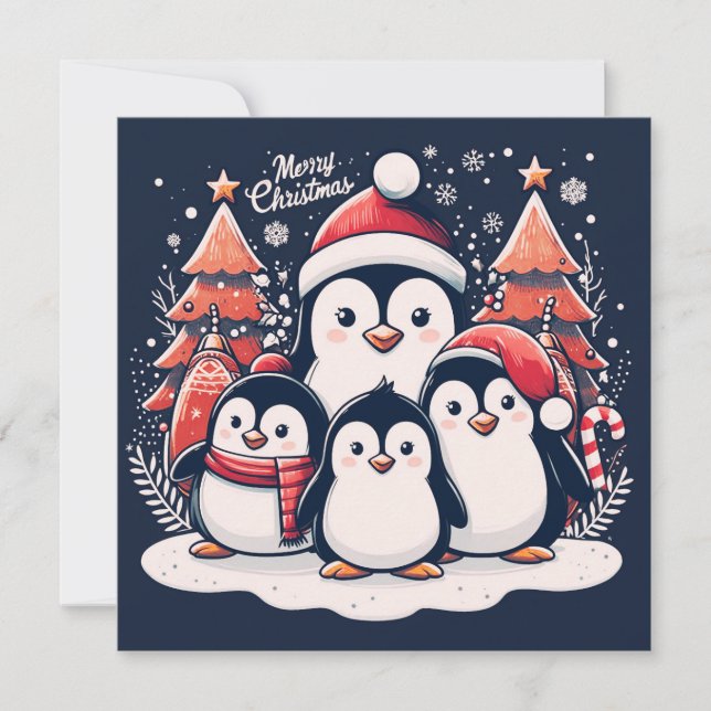 Cartão De Festividades Pinguim de Natal por Rp (Frente)