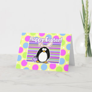 Cartão De Festividades Pinguim de páscoa - Placa de Páscoa