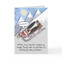 Pinguim engraçado no trenó personalizado