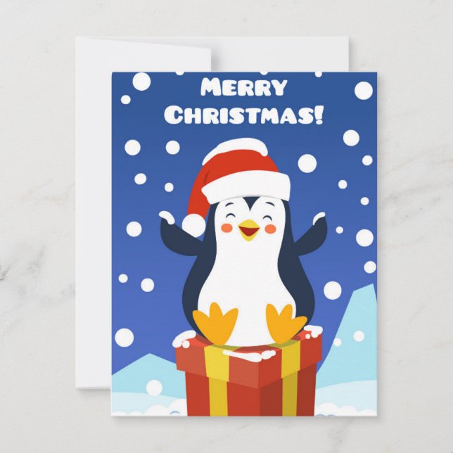 Cartão De Festividades Pinguim Feliz de Natal (Frente)
