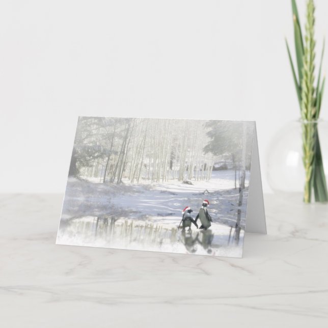 Cartão De Festividades Pinguim Fofo Felizes Festas! (Frente)