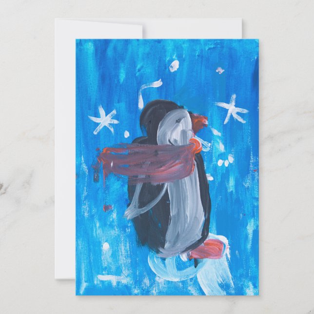 Cartão De Festividades Pinguim Inverno (Frente)