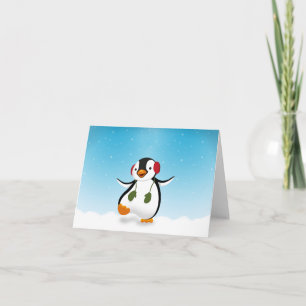 Cartão De Festividades Pinguim Inverno Engraçado