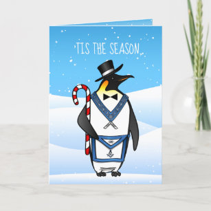 Cartão De Festividades Pinguim maçónico do feriado do Freemason dos