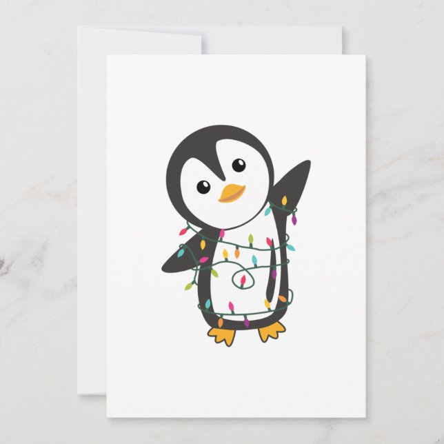 Cartão De Festividades Pinguim Natal Neve Animais de inverno Pinguins Adu (Frente)