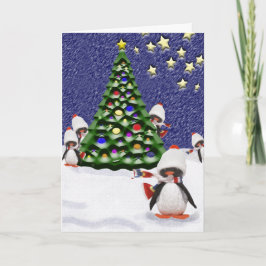 Cartão De Festividades Pinguim Natal - Personalizado em Arte do Paraíso