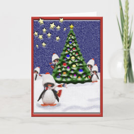 Cartão De Festividades Pinguim Natal - Personalizado em Arte do Paraíso