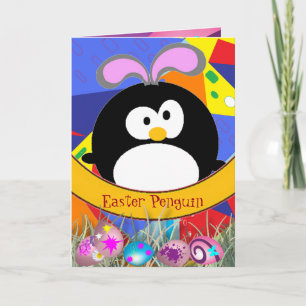 Cartão De Festividades Pinguim páscoa