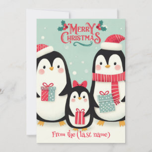 Cartão De Festividades Pinguim Personalizado Feliz Natal