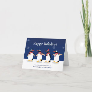 Cartão De Festividades Pinguins Cachecol Vermelho Natal Saudação Corporat