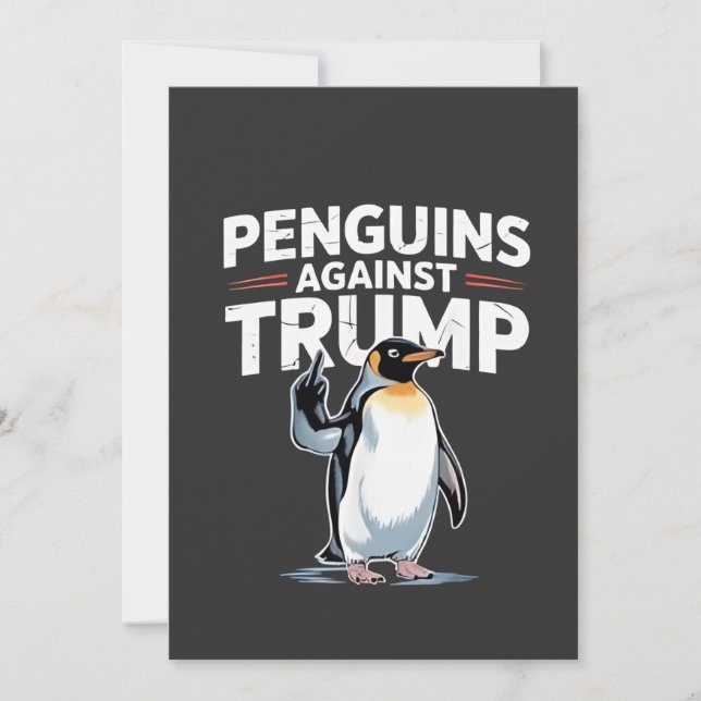 Cartão De Festividades Pinguins Contra Trump Anti Trump Resist Tarrifs (Frente)