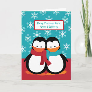 Cartão De Festividades Pinguins de Natal