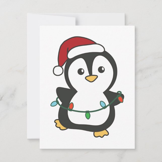 Cartão De Festividades Pinguins de Natal de Inverno Pinguins (Frente)