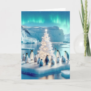 Cartão De Festividades Pinguins De Natal Em Iceberg