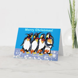 Cartão De Festividades Pinguins em tigelas, Feliz Natal!