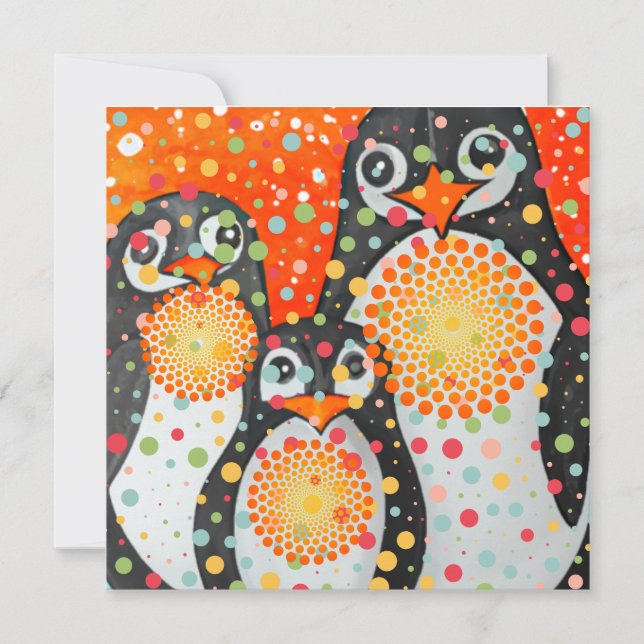 Cartão De Festividades Pinguins Fantásticos (Frente)