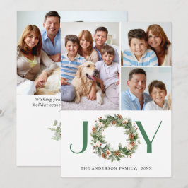 Cartão De Festividades Pinhas de pinheiro da coroa de Natal JOY 4 FOTO