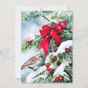 Cartão De Festividades Pinhas e orçamento de Natal para aves