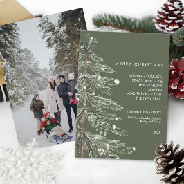 Cartão De Festividades Pinheiro Nevado Foto Personalizada de Natal