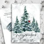 Cartão De Festividades Pinheiros Verdes Russos de Inverno Pinheiros Verme<br><div class="desc">Placa de Feriado de Aquarela de Pinheiros Vermelhos, Verdes, com Árvores Vermelhas Cardinais. Envie cartões de natal para seus entes queridos com este simples e moderno cartão de estilo de cor natural, festivo e não-fotodesign! Apresentando um dia de neve em uma montanha com pinheiros altos e verdes pintados de aquarela...</div>